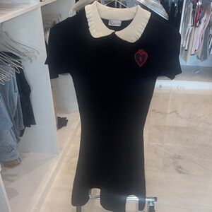 RED Valentino Black Dress with Cream Collar and Red Heart